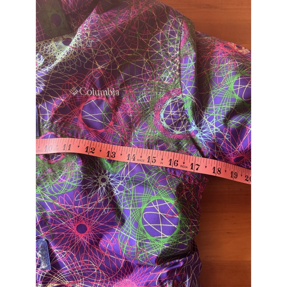 Columbia Omni Tech Girls Sz 14-16 Ski Hooded Coat Sirograph Purple Design - Picture 11 of 12